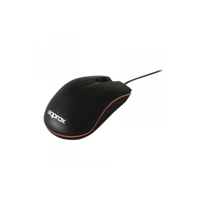 Approx APPOMNBO Wired Optical Notebook Mouse, USB, 800 DPI, Black & Orange