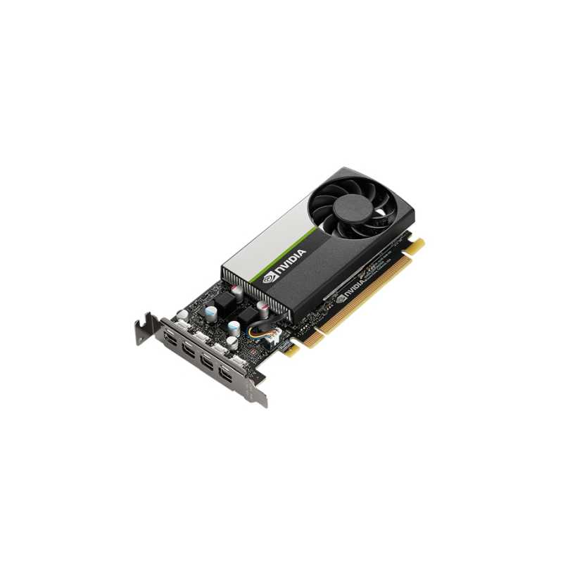 PNY NVidia T1000 Professional Graphics Card, 4GB DDR6, 4 miniDP 1.4 (4 x DP adapters), Low Profile (Bracket Included)