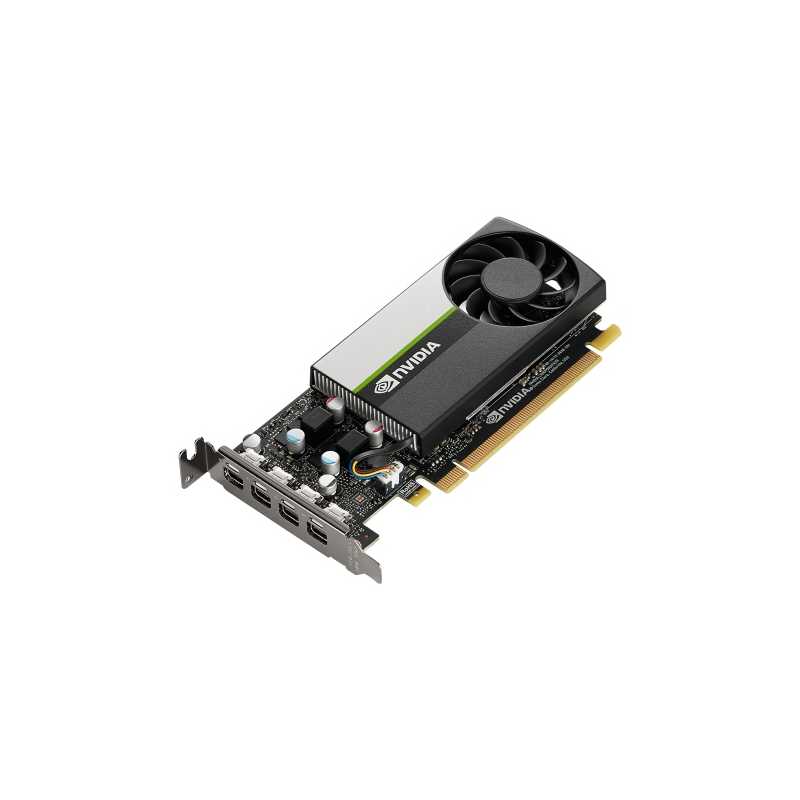 PNY T1000 Professional Graphics Card, 8GB DDR6, 896 Cores, 4 miniDP 1.4 (4 x DP adapters), Low Profile (Bracket Included), Retai