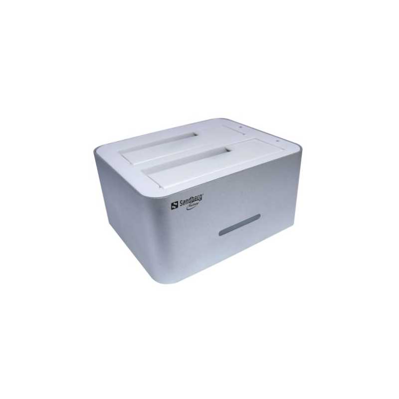 Sandberg Hard Drive Clone Docking Station, Stand Alone, Dual Slot, 2.5"/3.5" SATA, USB 3.0, EU Mains Only, 5 year Warranty Sandberg Hard Drive Clone Docking Station, Stand Alone, Dual Slot, 2.5"/3.5" SATA, USB 3.0, EU Mains Only, 5 year Warranty