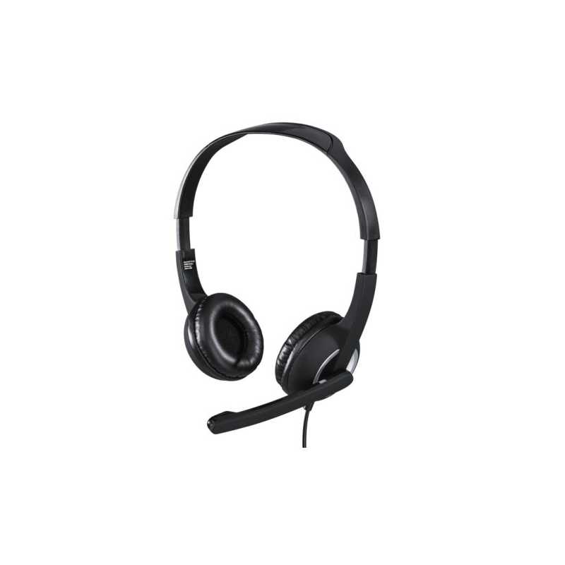 Hama HS-P150 Ultra-lightweight Headset with Boom Microphone, 3.5mm Jack, Padded Ear Pads, Inline Controls