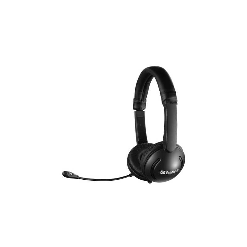 Sandberg (326-15) MiniJack Headset with Boom Microphone, 3.5mm Jack (PC Adapter included), Padded Headband & Soft Ear Pads, 5 Ye