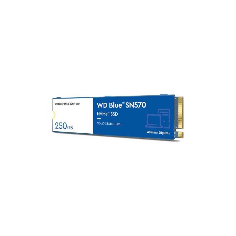 WD 250GB Blue SN570 M.2 NVMe SSD, M.2 2280, PCIe3, TLC NAND, R/W 3300/1200 MB/s, 190K/210K IOPS