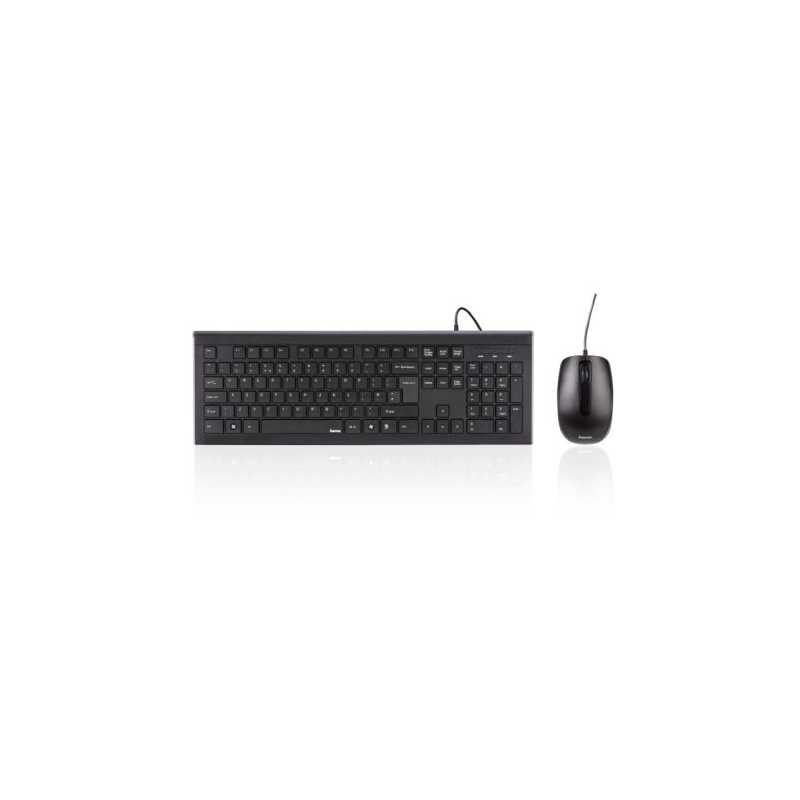 Hama Cortino Wired Keyboard and Mouse Desktop Kit, Soft Touch Keys,  1000 DPI Mouse