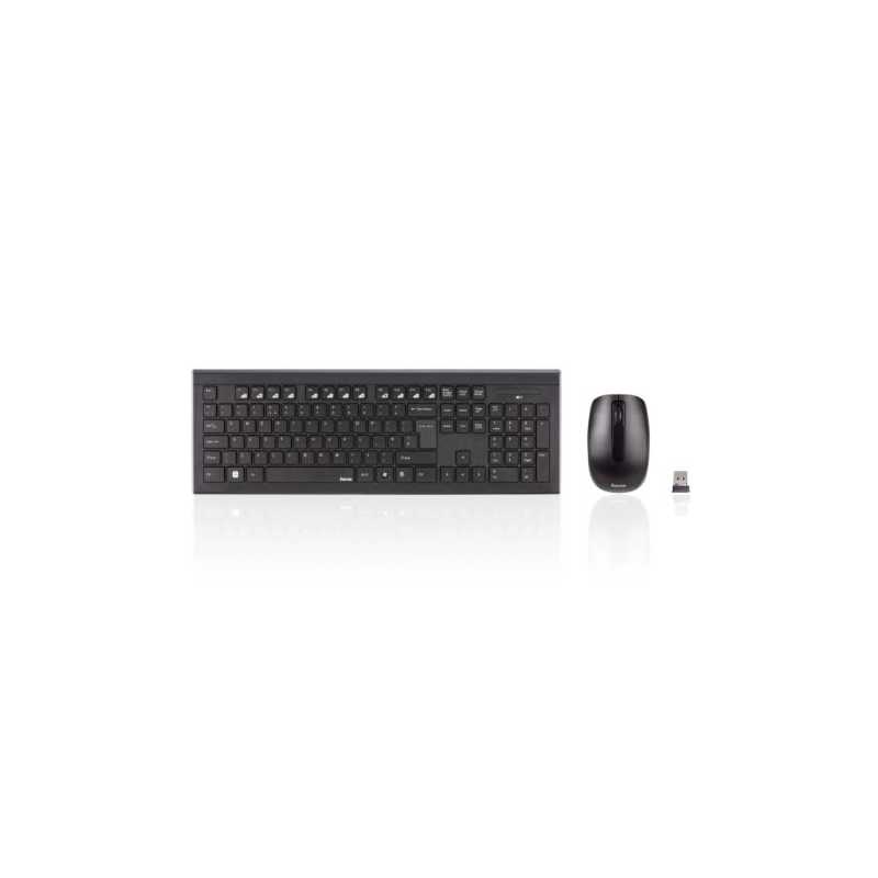 Hama Cortino Wireless Keyboard and Mouse Desktop Kit, Soft Touch Keys, 12 Media Keys, Up to 1600 DPI Mouse