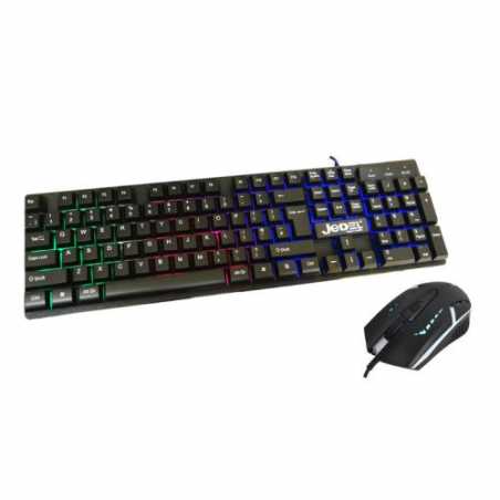 Jedel GK100 RGB Gaming Desktop Kit, Backlit Membrane RGB Keyboard & 800-1600 DPI LED Mouse, Black