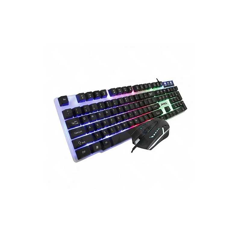 Jedel GK100 RGB Gaming Desktop Kit, Backlit Membrane RGB Keyboard & 800-1600 DPI LED Mouse, White
