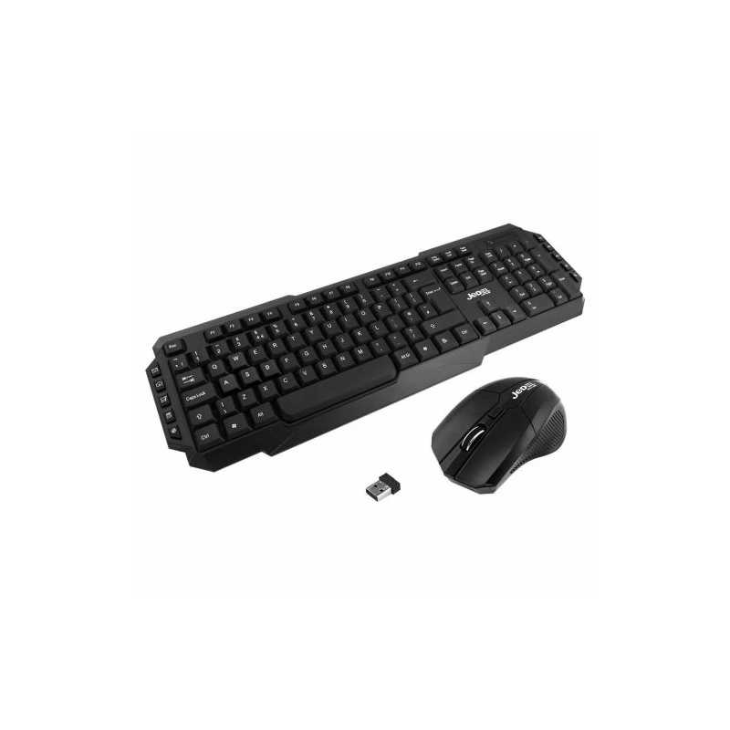 Jedel WS880 Wireless Gaming Desktop Kit, Nano USB, Multimedia Keyboard, 800-2000 DPI Mouse, Black