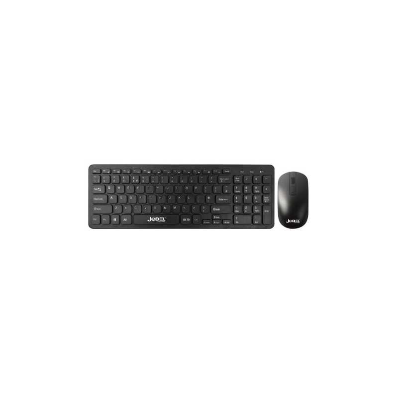 Jedel WS990 Wireless Desktop Kit, Multimedia Keyboard, 1600 DPI Mouse, Black