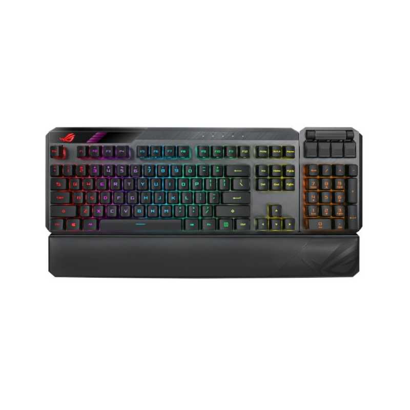 Asus ROG CLAYMORE II RGB Mechanical Gaming Keyboard w/ PBT Keycaps, Wired/Wireless, RX Red Mechanical Switches, Fully Programmab