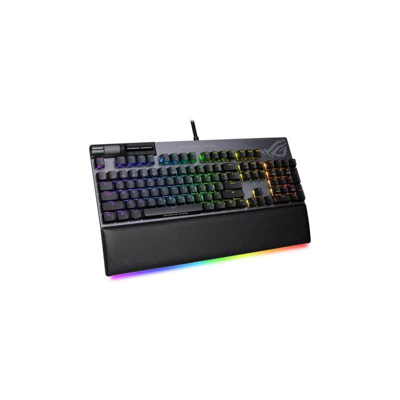 Asus ROG STRIX FLARE II ANIMATE RGB Mechanical Gaming Keyboard w/ PBT Keycaps, USB, ROG NX Red Switches, Detachable Wrist Rest, 