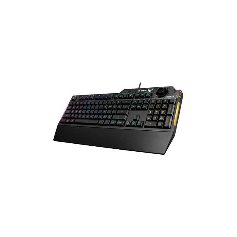 Asus TUF GAMING K1 RGB Keyboard with Volume Knob, 19-key Rollover, Side Light Bar & Armoury Crate, Spill Resistant, Detachable W
