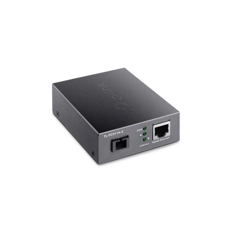 LINK (TL-FC311A-2) Gigabit WDM Media Converter, Fiber up to 2km, Auto-Negotiation RJ45 Port, GB SC Fiber Port, 1550 nm TX, 1310 