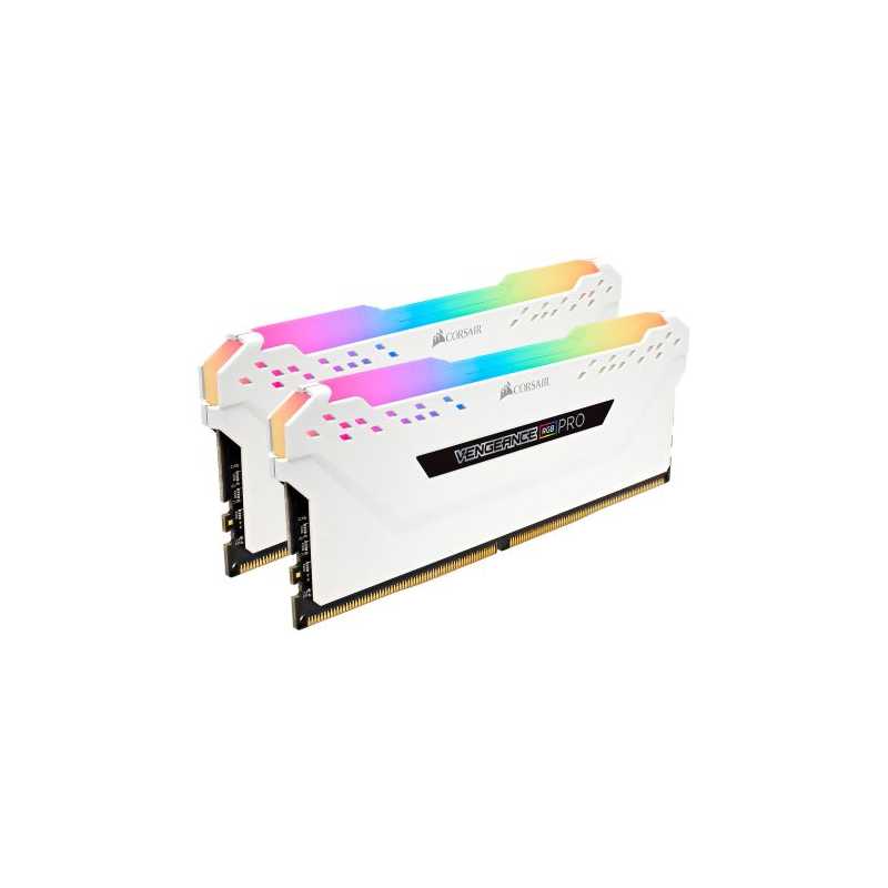 Corsair Vengeance RGB Pro 16GB Memory Kit (2 x 8GB), DDR4, 3200MHz (PC4-25600), CL16, XMP 2.0, White