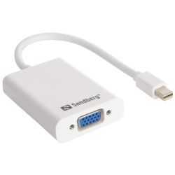 Sandberg Mini DisplayPort Male to VGA Female Converter with 3.5mm Audio and micro USB port, White