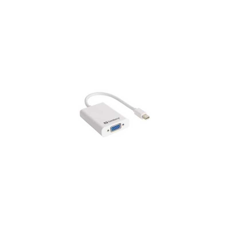 Sandberg Mini DisplayPort Male to VGA Female Converter with 3.5mm Audio and micro USB port, White