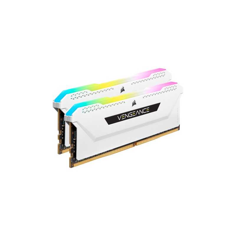 Corsair Vengeance RGB Pro SL 16GB Memory Kit (2 x 8GB), DDR4, 3200MHz (PC4-25600), CL16, XMP 2.0, White