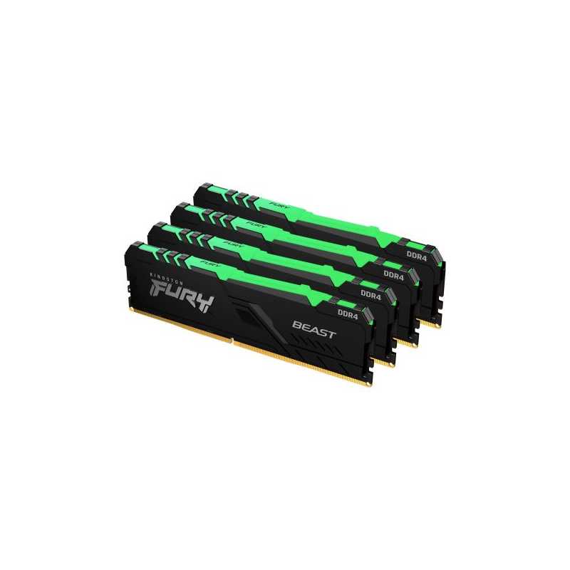 Kingston Fury Beast RGB 32GB Kit (4 x 8GB), DDR4, 3200MHz (PC4-25600), CL16, DIMM Memory