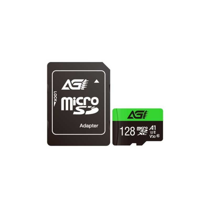 AGI 128GB TF138 Micro SDXC Card with SD Adapter, UHS-I Cass 10 / V30 / A1 App Performance