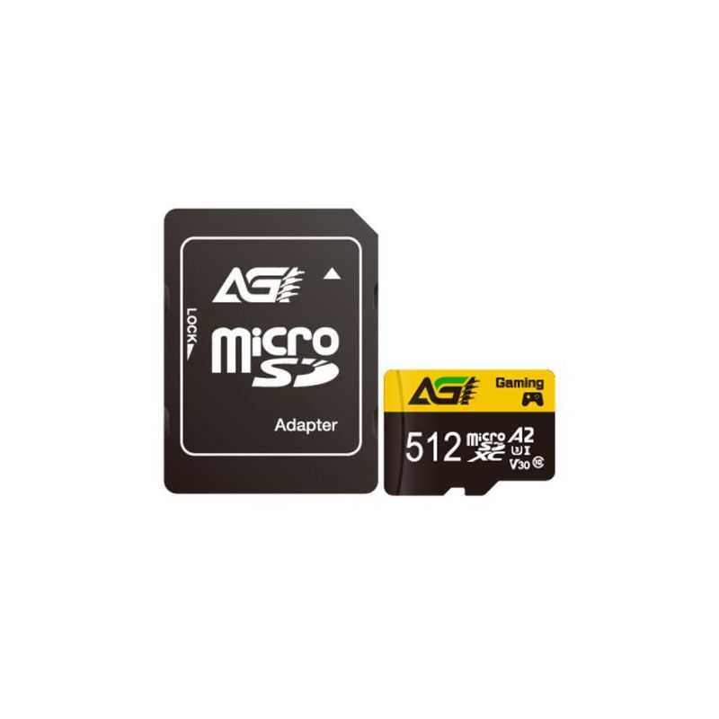AGI 512GB TF138 Micro SDXC Card with SD Adapter, UHS-I Cass 10 / V30 / A2 App Performance