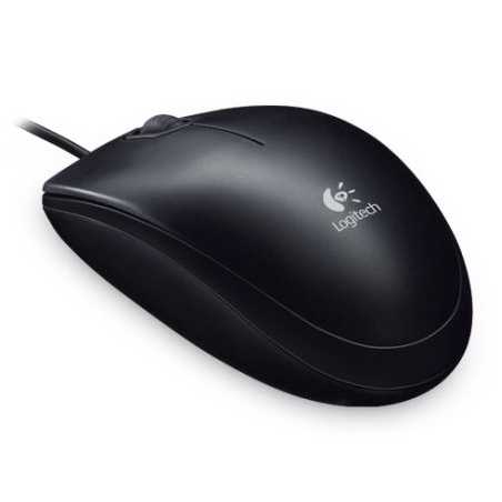 Logitech B100 Wired Optical Mouse, USB, 800 DPI, Ambidextrous, OEM