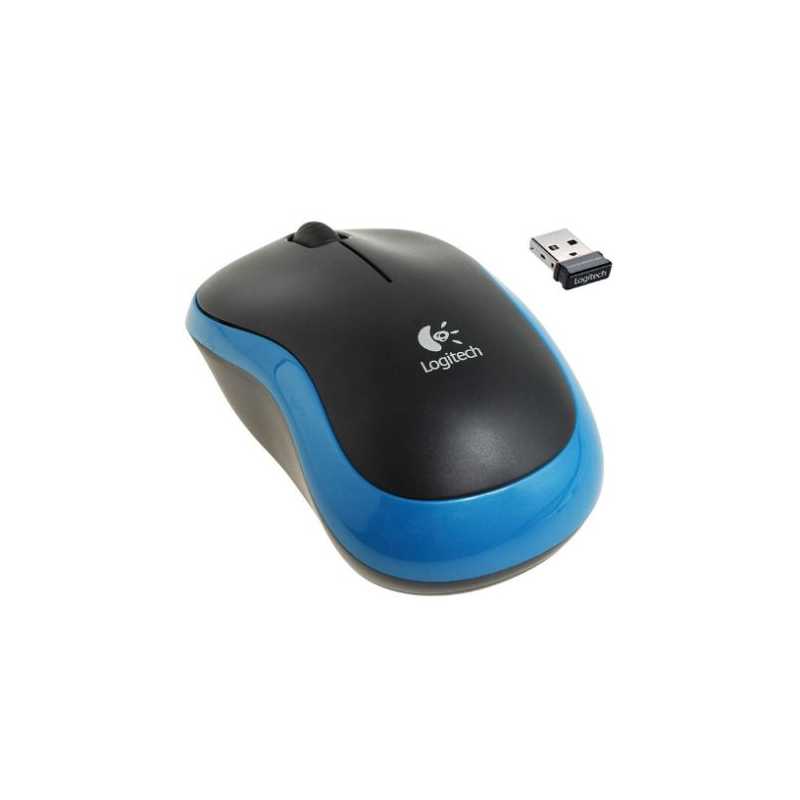 Logitech M185 Wireless Notebook Mouse, USB Nano Receiver, Black/Blue