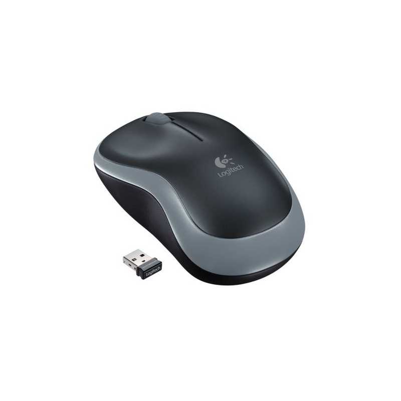 Logitech M185 Wireless Notebook Mouse, USB Nano Receiver, Black/Grey