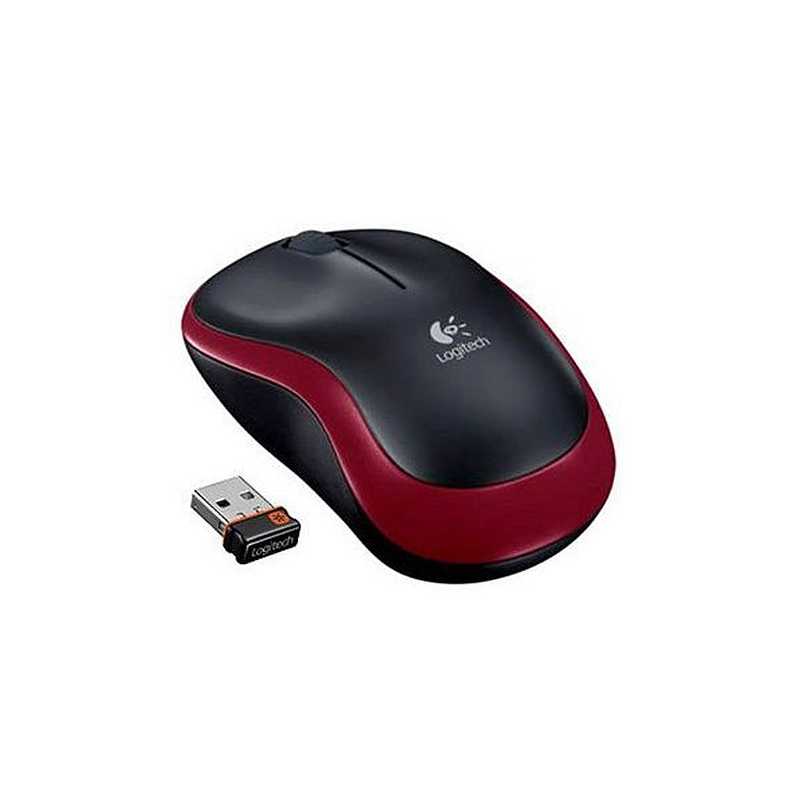 Logitech M185 Wireless Notebook Mouse, USB Nano Receiver, Black/Red