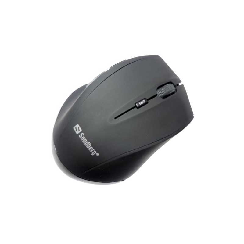 Sandberg (630-06) Wireless Optical Mouse, 1600 DPI, 5 Buttons, Black, 5 Year Warranty