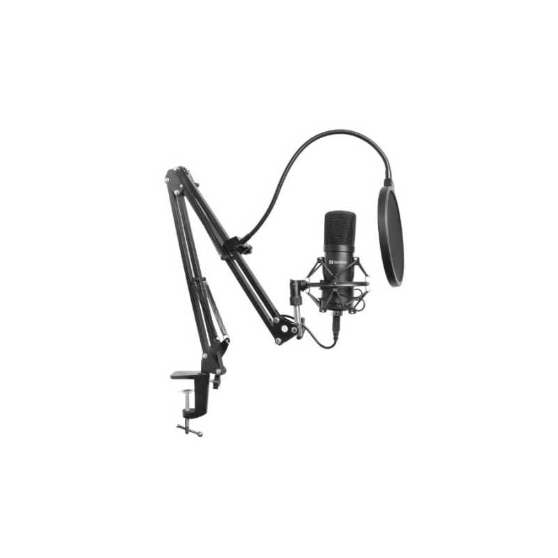 Sandberg Streamer USB Microphone Kit, USB 2.0, Pop Filter, Wind Cover, Shock Mount