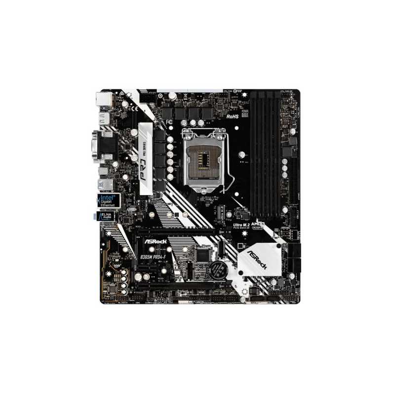 Asrock B365M PRO4-F, Intel B365, 1151, Micro ATX, 4 DDR4, CrossFire, VGA, DVI, HDMI, M.2