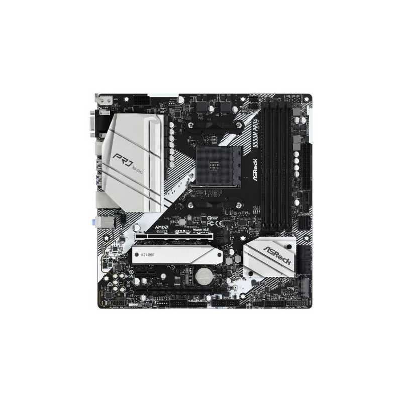 Asrock B550M PRO4, AMD B550, AM4, Micro ATX, 4 DDR4, VGA, HDMI, DP, XFire, PCIe4, M.2