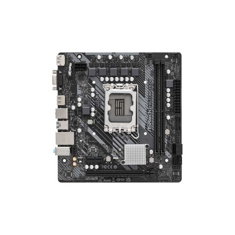 ASRock H610M-HDV Motherboard, Intel Socket 1700, 12th Gen, DDR4, Micro ATX, 5 Phase Power Design, 1x PCIe 4.0 x16, 1x PCIe 3.0 x