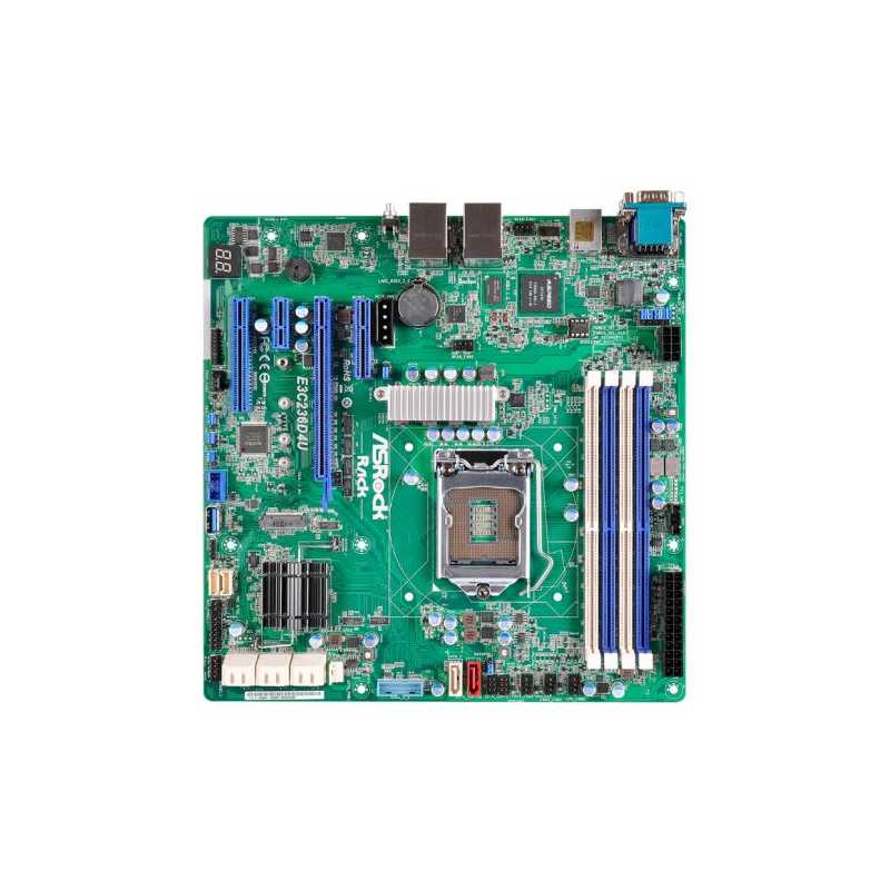 Asrock Rack E3C236D4U Server Board, Intel C236, 1151, Micro ATX, DDR4, Dual GB LAN, IPMI LAN, Serial Port