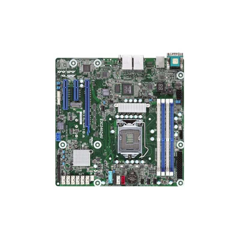 Asrock Rack E3C246D4U Server Board, Intel C246, 1151, Micro ATX, VGA, Dual GB LAN, IPMI LAN, M.2, Serial Port
