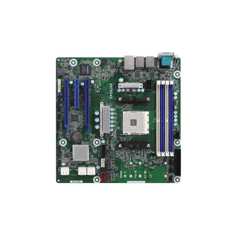 Asrock Rack X470D4U Server Board, AMD X470, AM4, Micro ATX, VGA, 6 x SATA, Dual GB LAN, IPMI, Serial Port