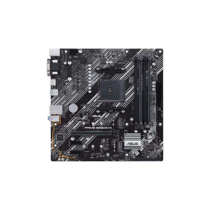 Asus PRIME B550M-K, AMD B550, AM4, Micro ATX, 4 DDR4, VGA, DVI, HDMI, PCIe4, M.2