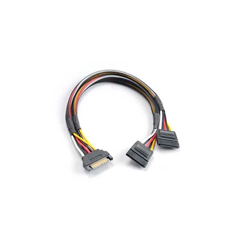 Akasa SATA Power Splitter - Male 15-pin SATA to 2 x 15pin SATA Female Power Connectors, 30cm