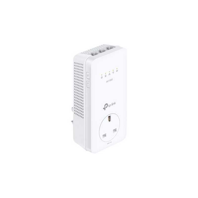 TP-LINK (TL-WPA8631P) AC1200 Wireless Dual Band Powerline Adapter, AV2 1300, AC Pass Through, 3-Port, Single Add-on Adapter