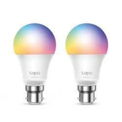 TP-LINK (Tapo L530B 2-Pack) Wi-Fi LED Smart Multicolour Light Bulb, Dimmable, App/Voice Control, Bayonet Fitting