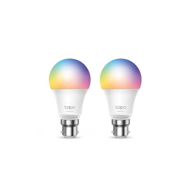 TP-LINK (Tapo L530B 2-Pack) Wi-Fi LED Smart Multicolour Light Bulb, Dimmable, App/Voice Control, Bayonet Fitting