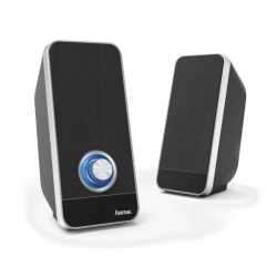 Hama Sonic LS-206 2.0 Speaker System, 3.5 mm Jack, USB-A for Power, Backlit Volume Control