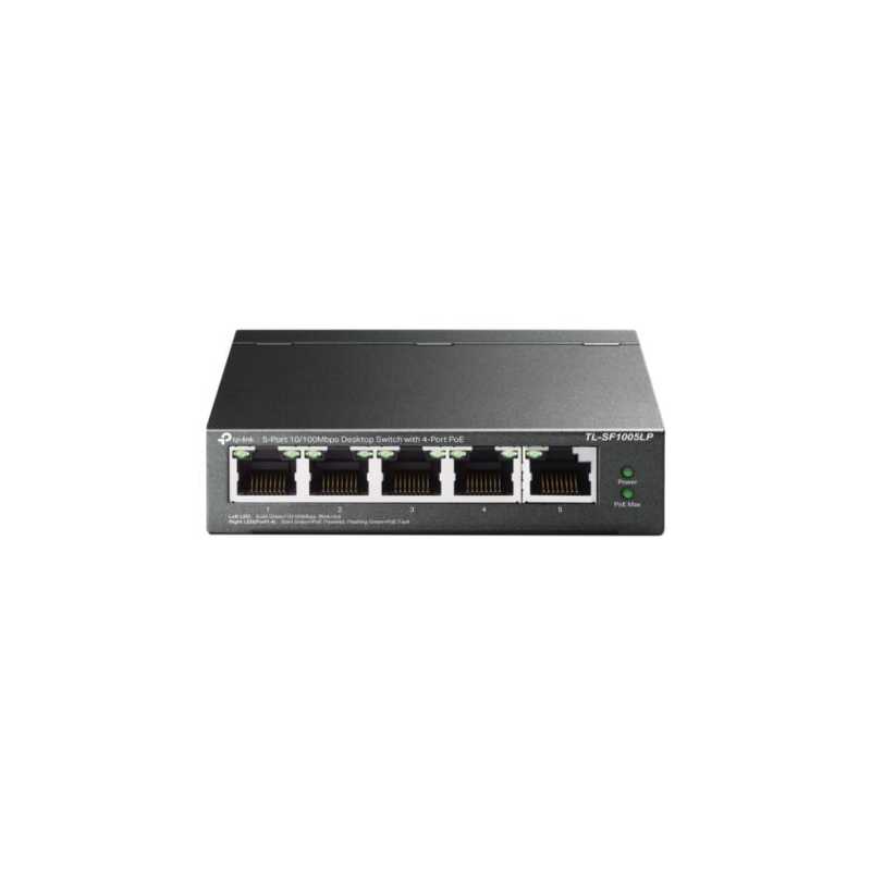 TP-LINK (TL-SF1005LP) 5-Port 10/100 Unmanaged Desktop Switch, 4-Port PoE, Intelligent Power, Steel Case