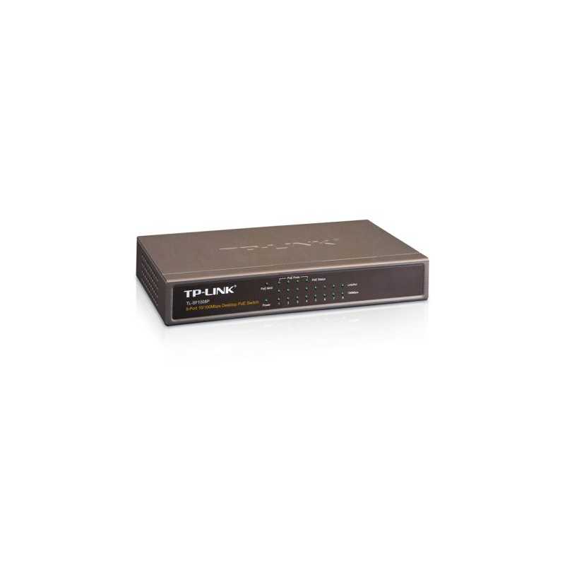 TP-LINK (TL-SF1008P) 8-Port 10/100Mbps Unmanaged Desktop Switch, 4-Port PoE, Steel Case