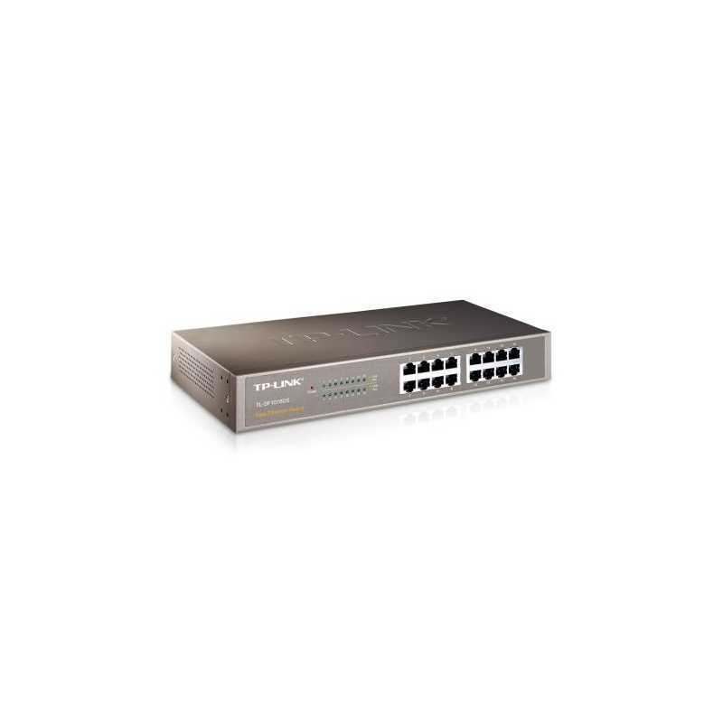 TP-LINK (TL-SF1016DS) 16-Port 10/100Mbps Unmanaged Rackmount Switch, 13-inch Steel Case