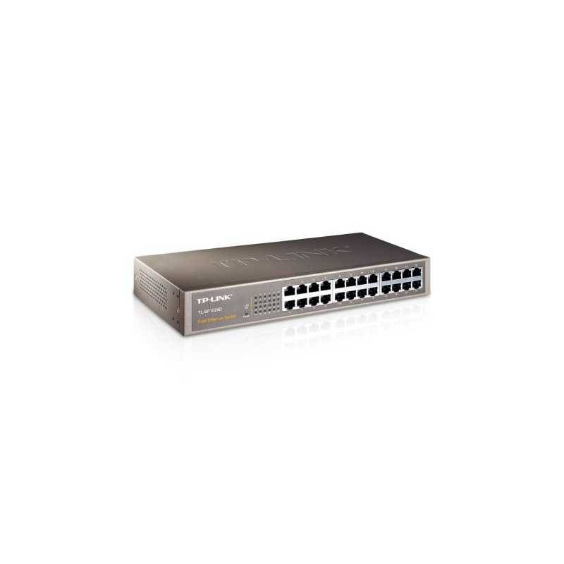 TP-LINK (TL-SF1024D) 24-Port 10/100 Unmanaged Desktop/Rackmount Switch, Steel Case 