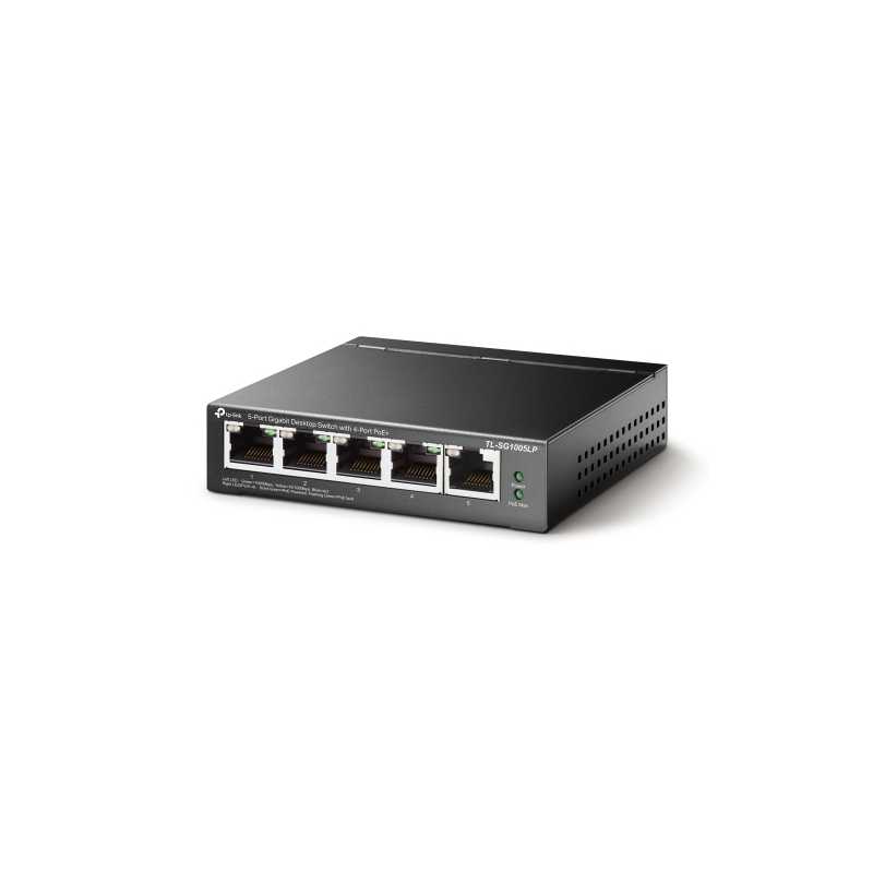 TP-LINK (TL-SG1005LP)  5-Port Gigabit Unmanaged Desktop Switch, 4-Port PoE, Intelligent Power, Steel Case
