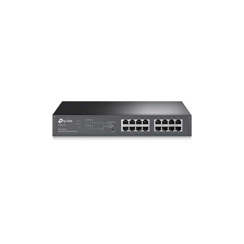 TP-LINK (TL-SG1016PE) 16-Port Gigabit Easy Smart Desktop/Rackmount Switch, 8-Port PoE+, Metal