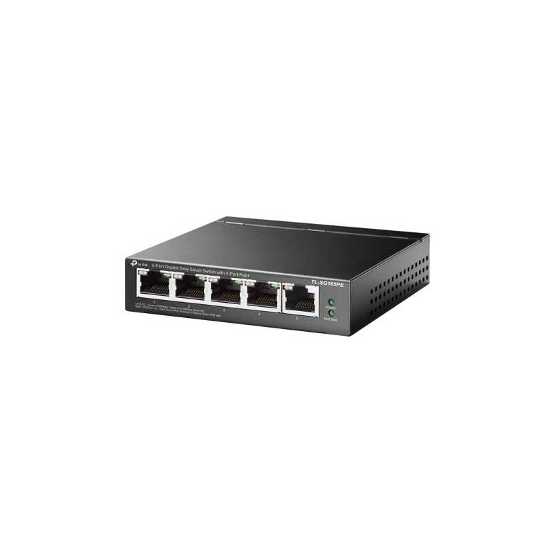 TP-LINK (TL-SG105PE) 5- Port Gigabit PoE Easy Smart Switch, 4-Port PoE+, Steel Case