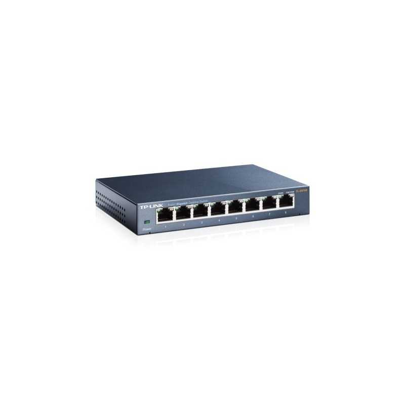 TP-LINK (TL-SG108) 8-Port Gigabit Unmanaged Desktop Switch, Steel Case